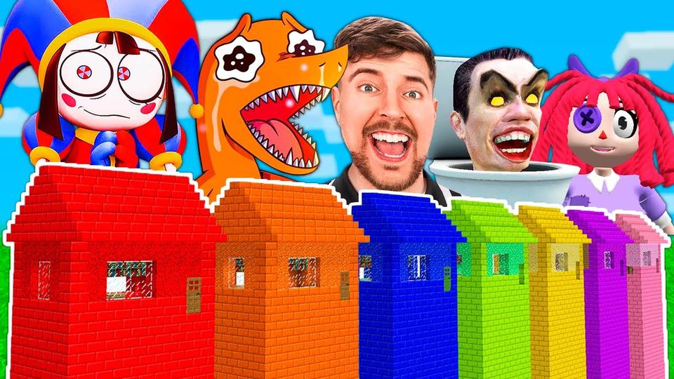 Выбери разноцветный дом в Майнкрафт зомбак