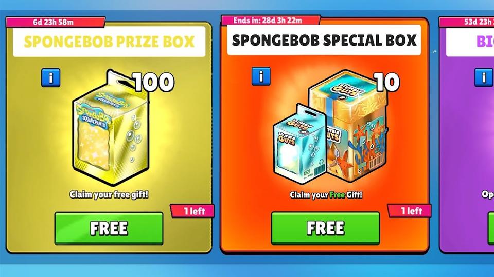 Free Spongebob Prize Box Update Wheel Stumble Guys